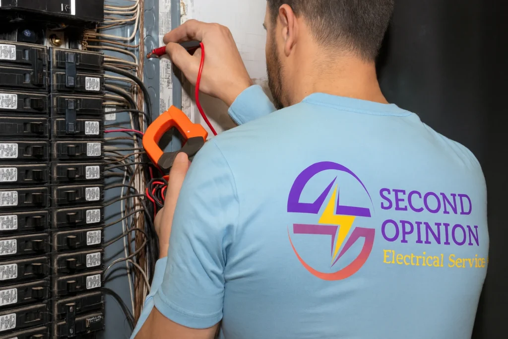 Licensed electrician performing electrical code inspections  corrections in Tampa commercial panel