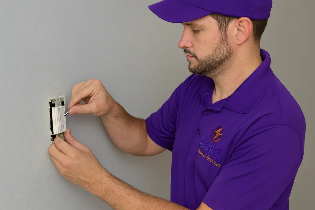 Modern dimmer switch installation as part of Residential Electrical Switch Replacement service